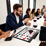 **

A wine tasting session, but instead of wine glasses, focus on magnifying glasses examining social media analytics dashboards. People in the background are discussing engagement rates and content quality. The overall feel is sophisticated and analytical, highlighting the importance of going beyond simple follower counts when evaluating influencers.

**