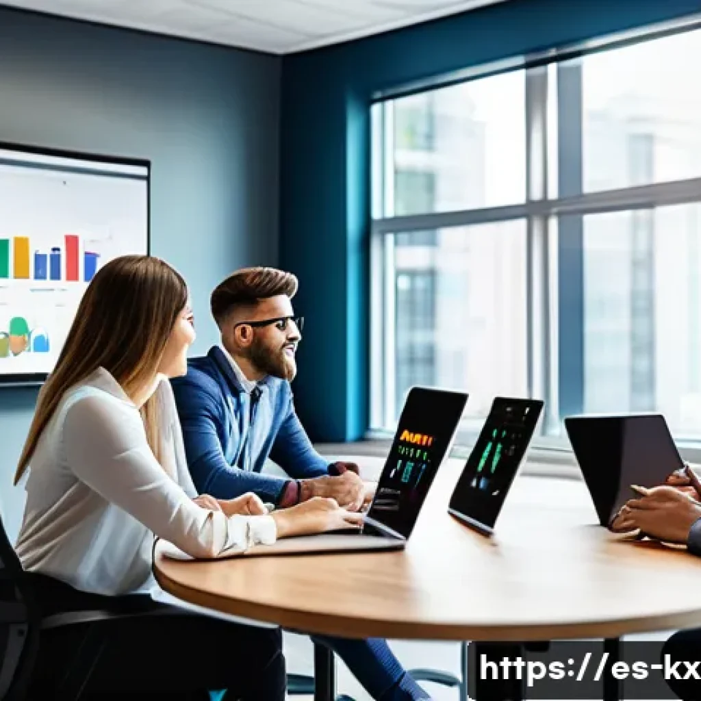 인플루언서 협업을 위한 정량적 성과 측정 방법 - A dynamic marketing team analyzing influencer engagement metrics in a modern office setting, large s...