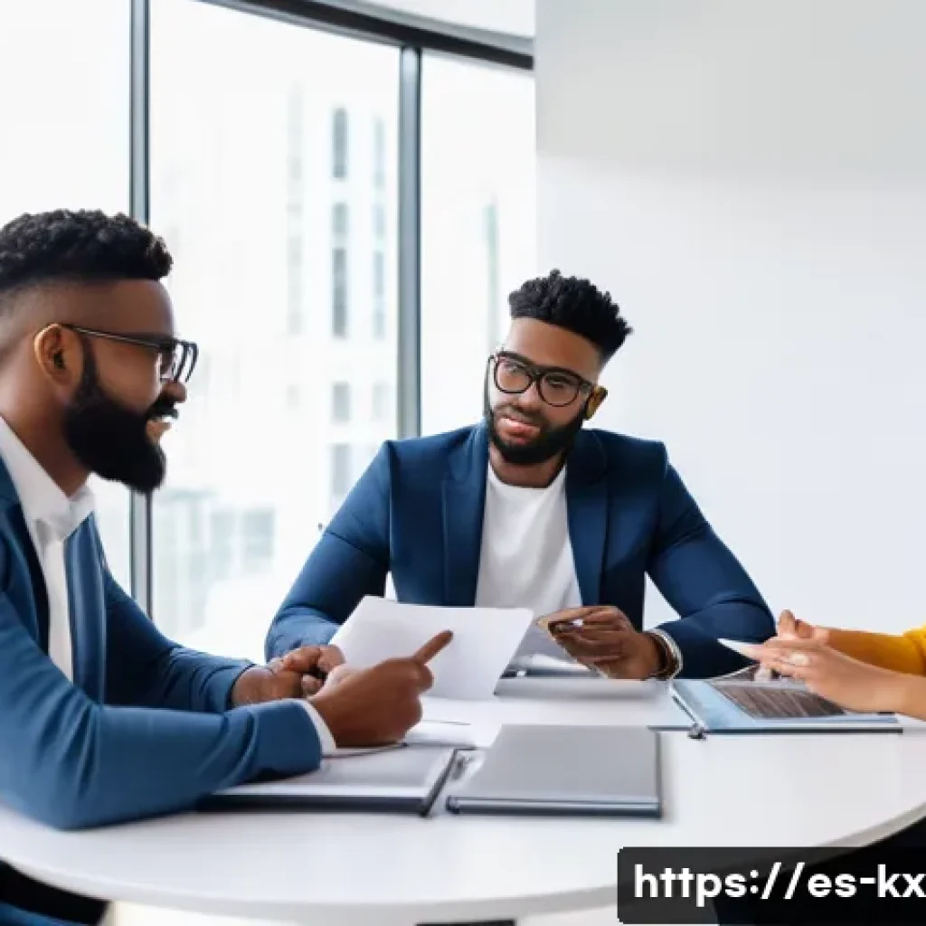 인플루언서 협업에서 발생할 수 있는 갈등 해결 방법 - A professional meeting scene between a brand manager and a social media influencer seated at a moder...